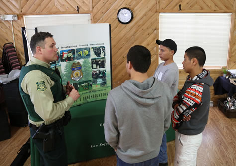 Charles Brooks with tribal students.