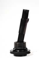 Picture of a black replacement spout for a California Air Resource Board compliant military-style metal jerrican.