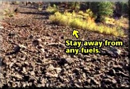 Figure 4: Photo of large rockslide that would be an excellent site for deploying fire shelters.