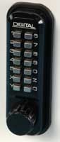 Image of the front of a mounted digital combination lock.