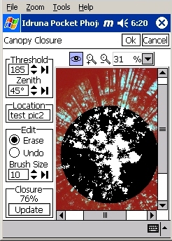 Screen capture of the threshold on PDA.