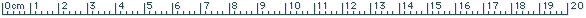 Graphic image of a rule showing centimeters from 0 through 20.