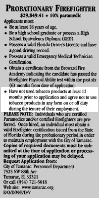 An image of the Job announcement in Fire-Rescue Magazine, February 2000