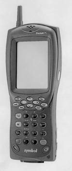 Photograph of a wireless portable data terminal.