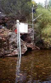 A photo of a remote water quality station.