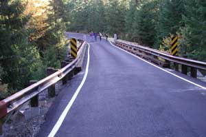 photo of a paved timber bridge