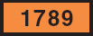 Image of an identification number on a rectangular orange-colored panel sign. The identification number is 1789.