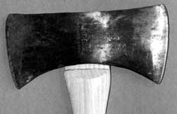 Photo showing a lind scribed below the rough fitted handle to denote the final shoulder where the head sits.