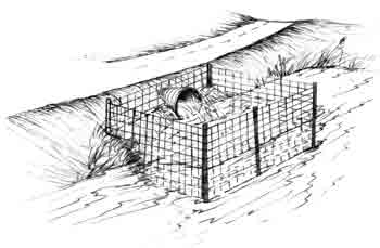 Sketch of a fence built around a culvert.