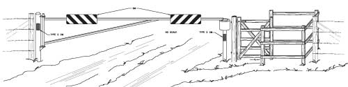 Graphic image of a forest road closure gate.