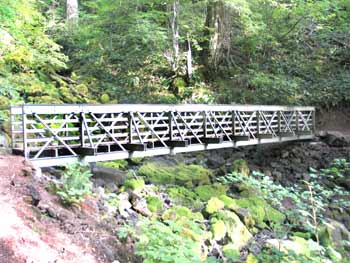Photo of a side-truss FRP bridge.
