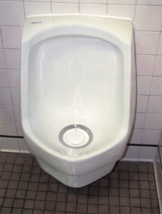 Photo of a waterless urinal at MTDC.