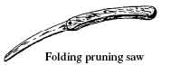 Drawing of a folding pruning saw.