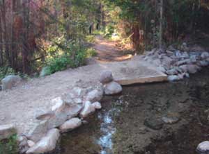 Photo of an irrigation ditch that has been forded.