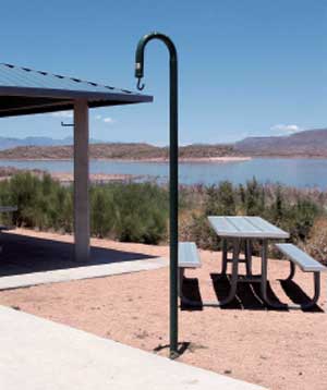 Photo of a lantern hanger at a picnic area.