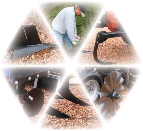 Six photos cut up into triangles that makeup a hexagon. The photos consist of a man and multiple parts of heavy equiptment.