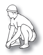 Drawing of a squat stretch.