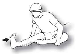Drawing of a single leg hamstring stretch.