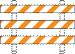 Orange and white three-tiered barricade sign.
