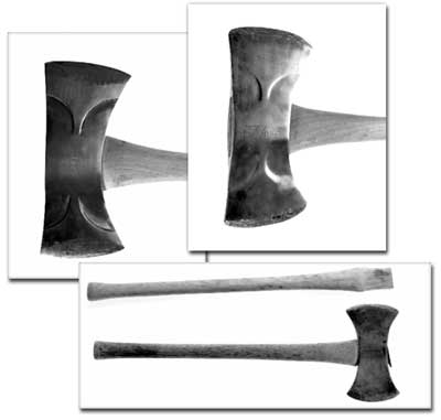 Photos of three representative double-bit patterns.