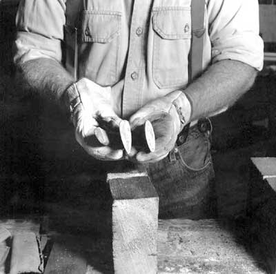 Photo of using a wooden or steel drift or swedge.