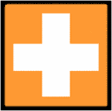 [image] Orange first aid sign.