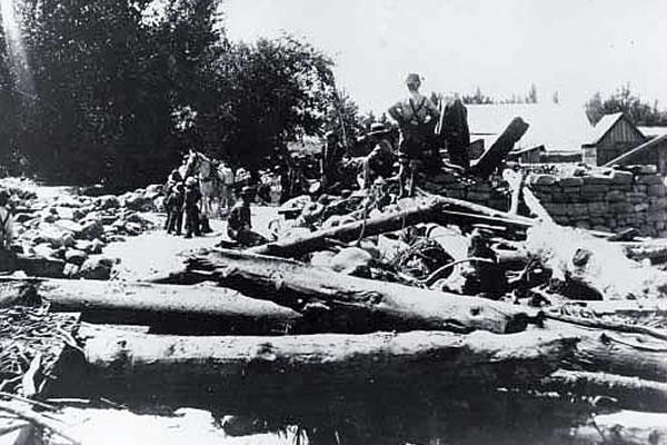 Debris washed down by the Manti floods in 1902.
