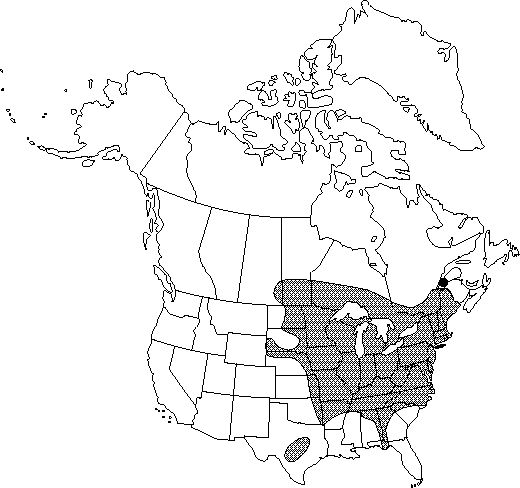 Map of the range of Aquilegia canadensis in North America.