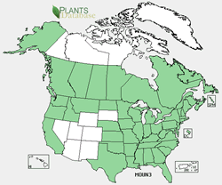 Monotropa uniflora range map.