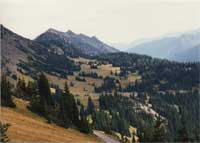 View of Hart's Pass from Slate Peak looking southeast.